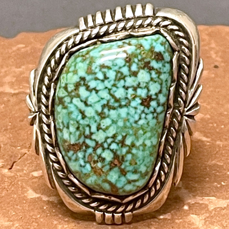 Large Navajo Turquoise and Sterling Silver Ring - size 10.5   (JF31)