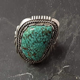 Large Navajo Turquoise and Sterling Silver Ring - size 10.5   (JF31)