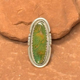 Authentic Navajo Sterling Silver and Green Turquoise Ring, vintage - size 9.25  (JF343)