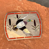 Dennis and Nancy Edaakie, Zuni Inlay Belt Buckle with Mallard Duck Design, vintage Native American   (JF61)