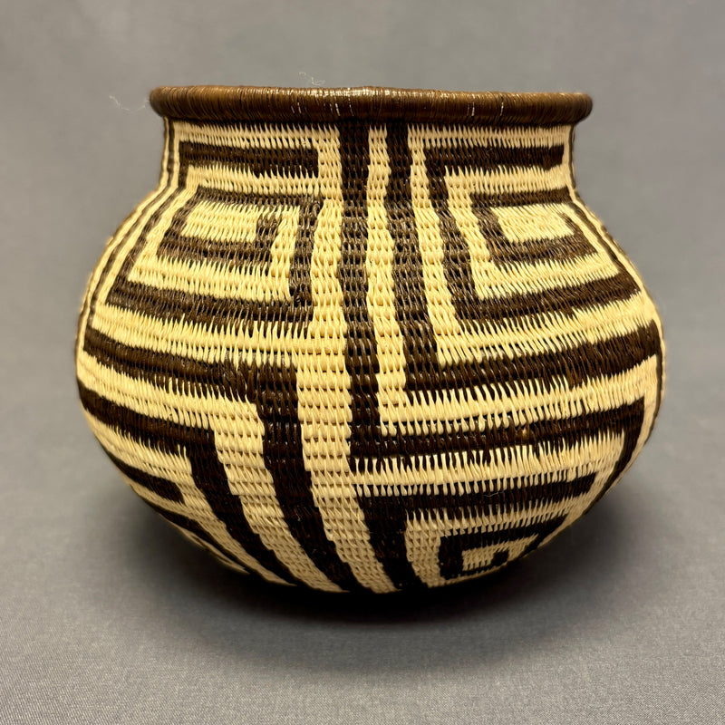 Vintage Wounaan and Embera Basket with Geometric Design, Panama   (JFB6)