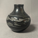 Denise Chavarria - Vintage Santa Clara Pueblo, Handmade Blackware Pot with Carved Avanyu Design (JM10)