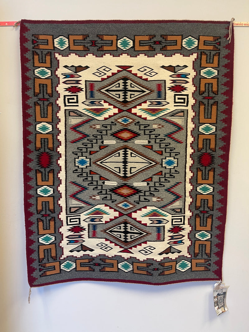 Rosemary Sagg Authentic Navajo Wool Rug with Teec Nos Pos design  (JM119)