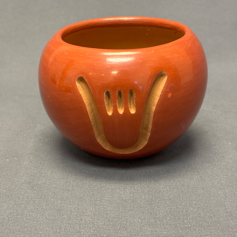 Sophie Cata - Vintage Santa Clara Pueblo, Handmade Carved and Polished Clay Pot with Bear Paw Design (JM128)