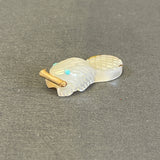 Zuni White Alabaster Beaver Fetish with Stick   (JM133)