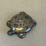 Zuni Black Jet Turtle Fetish with Turquoise   (JM134)