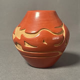 Stella Chavarria - Vintage Santa Clara Pueblo, Handmade Carved and Polished Clay Pot with Avanyu Design (JM13)