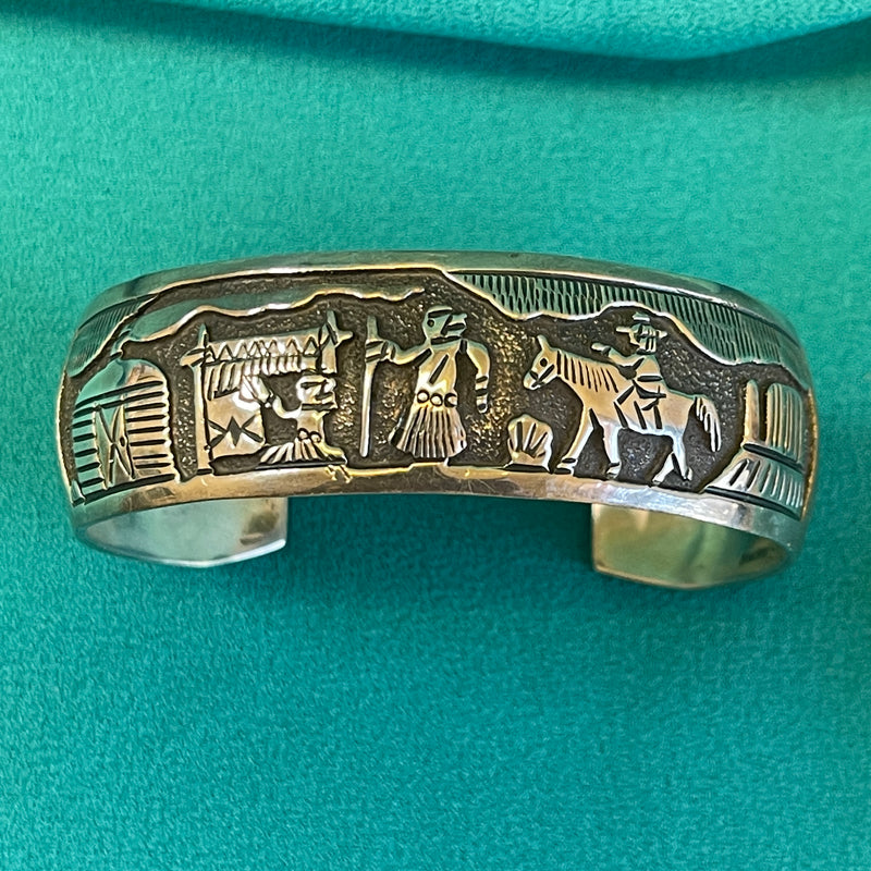 Tom and Sue Kee, Navajo Overlay Storyteller Cuff Bracelet (JM168)