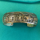 Tom and Sue Kee, Navajo Overlay Storyteller Cuff Bracelet (JM168)