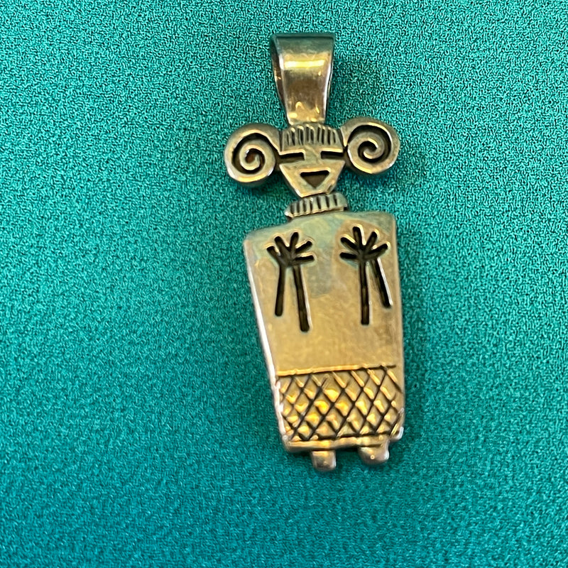 Authentic Hopi Sterling Silver Overlay Maiden Pendant   (JM170)
