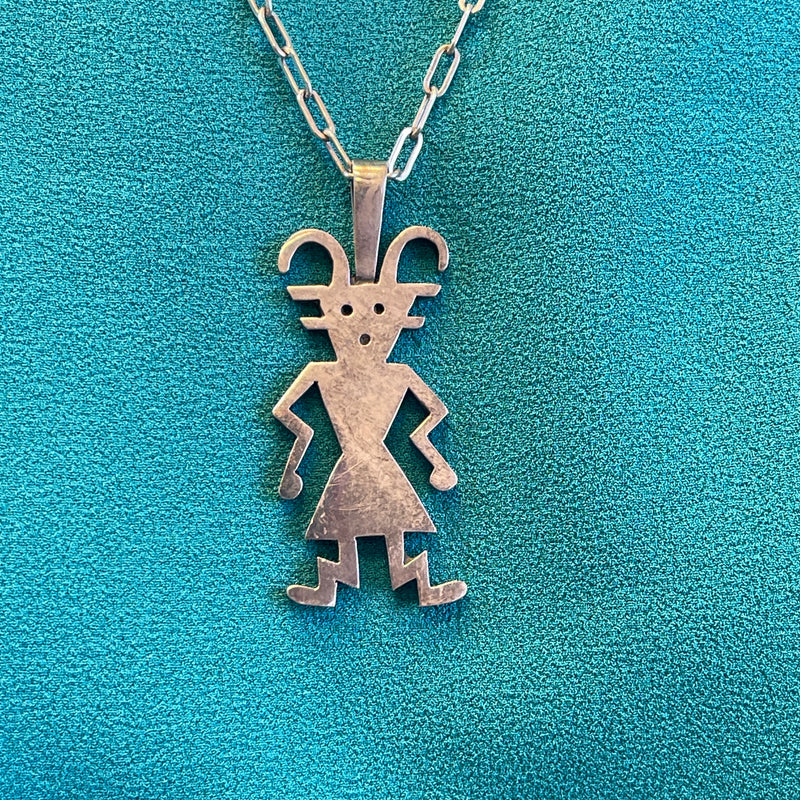 Authentic Hopi Silver Kachina Pendant on Chain  (JM176)