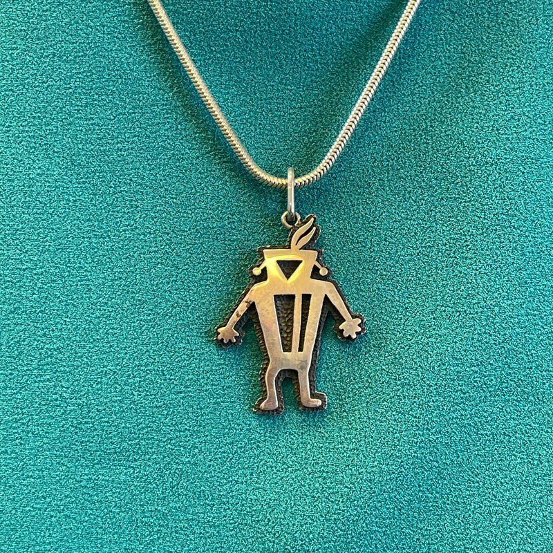 Ramon Dalangyawma Hopi Silver Overlay Kachina Pendant  (JM180)