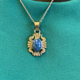 Allison Lee Silver Pendant with Denim Lapis on Silver Chain, vintage-Authentic Navajo (JM181)