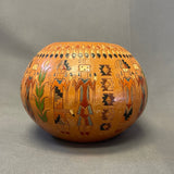 Irene White - Vintage Navajo Handmade Pot with Carved Yei Design (JM1)