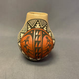 Juanita Fragua, Jemez Pueblo Vintage Handmade Painted Pot with Cornstalk Design (JM27)