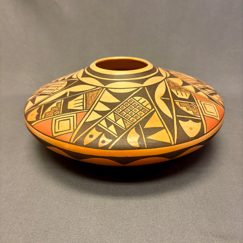 Dee Setalla, Hopi Wide Painted Pot with Pottery Shard Design  (JM44)