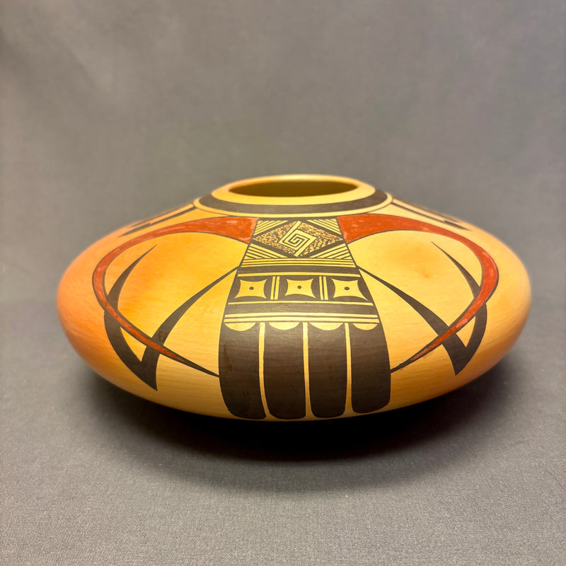 Fawn Garcia Navasie, Hopi Wide Painted Pot with Parrot Design  (JM45)