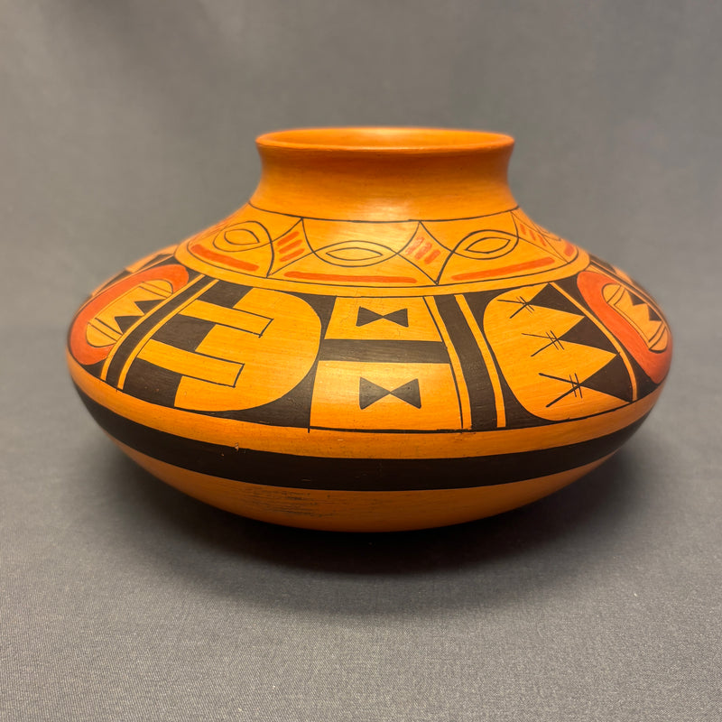 Karen Kahe Charley, Hopi Wide Painted Pot with Geometric Design  (JM49)