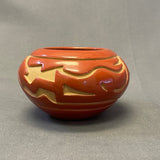 Stella Chavarria - Vintage Santa Clara Pueblo, Handmade Carved and Polished Clay Pot with Avanyu Design (JM4)