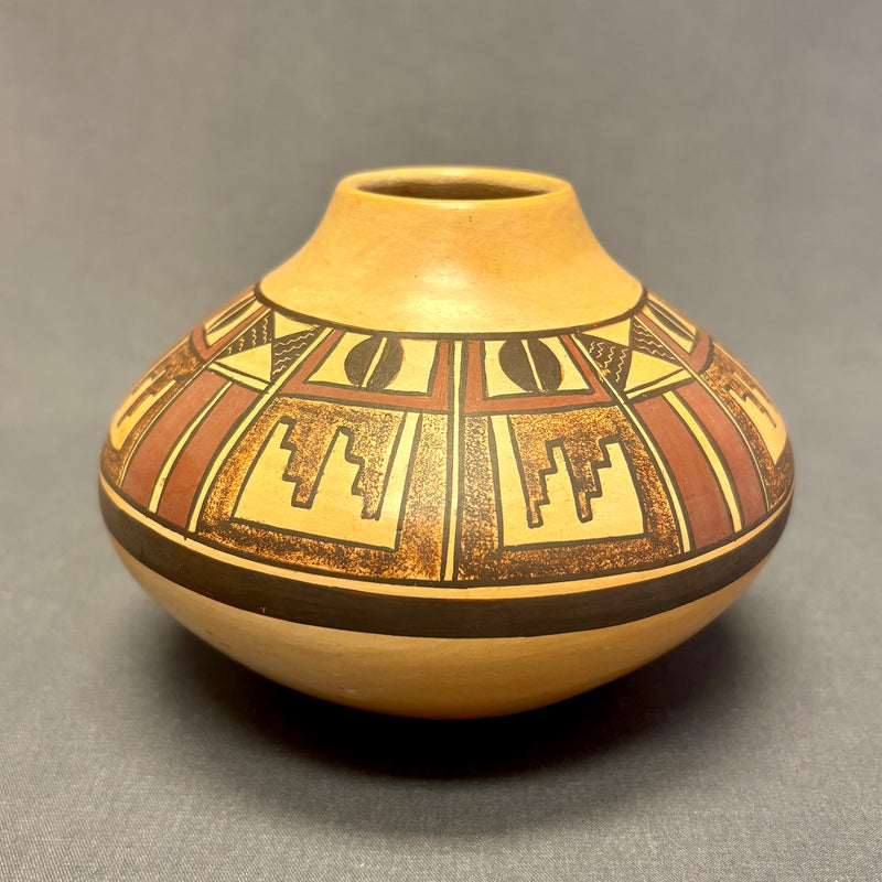 White Swann, Hopi Painted Pot with Geometric Design (JM53)