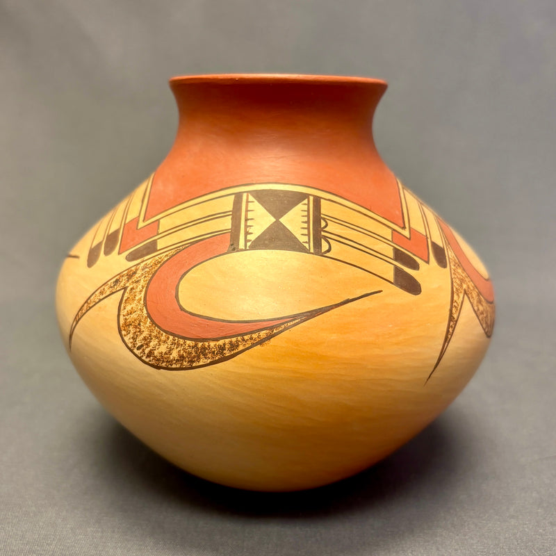 James Nampeyo, Hopi Tall Painted Pot with Parrot Tail Design  (JM58)