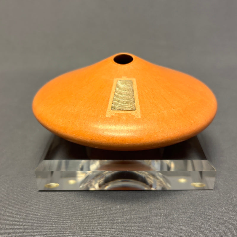 Preston Duwyenie, Hopi Polished Seed Pot with Sterling Silver Inlay (JM62)