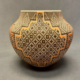 Frederica Antonio Vintage Acoma Pueblo Pot with Fine Line Mountain Design   (JM68)