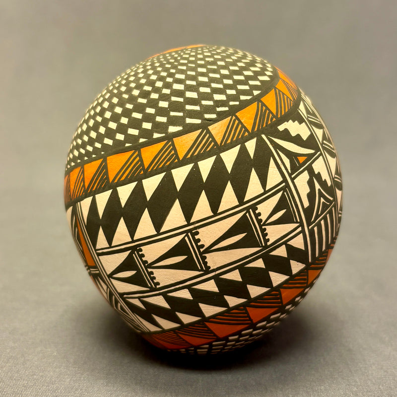 Sandra Victorino Vintage Acoma Pueblo Painted Seed Pot with Fine Line Design   (JM72)