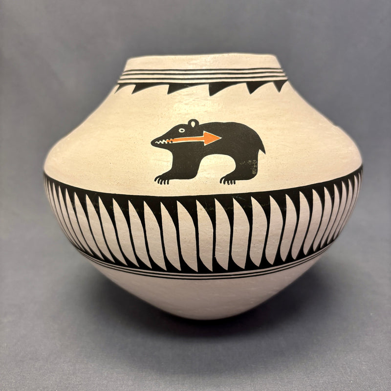 Debbie Brown Vintage Acoma Pueblo Painted Olla with Bear Fetish Design   (JM77)