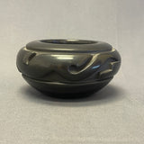 Cliff Roller, Santa Clara Pueblo, Handmade Blackware Pot with Carved Design (JM9)