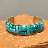 Daisy Brown Vintage Navajo Turquoise Cobblestone Sterling Silver Cuff  (KK17)