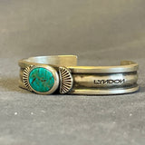 Lyndon Tsosie, Navajo handmade cuff with high grade natural Red Mountain turquoise for a man or woman. Award winning artist. (3/4)
