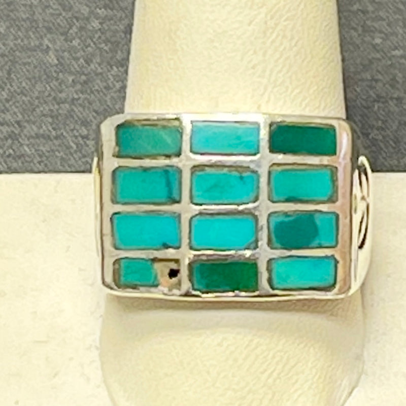 Authentic Navajo Channel Inlay Turquoise Ring, vintage - size 10  (MB7)