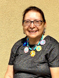 Mary Tafoya, Kewa (Santo Domingo) Pueblo, Native American Multi-Stone Mosaic Dangle Earrings   (6/93)