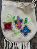 Phyllis Bearskin, Seneca/Cayuga & Chickasaw - Beaded, Brain-tanned Leather Bag with Fringe    (PB11)