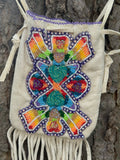 Phyllis Bearskin, Seneca/Cayuga & Chickasaw - Beaded, Brain-tanned Leather Bag with Fringe    (PB14)