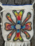 Phyllis Bearskin, Seneca/Cayuga & Chickasaw - Beaded, Brain-tanned Leather Bag with Fringe    (PB1)
