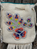 Phyllis Bearskin, Seneca/Cayuga & Chickasaw - Beaded, Brain-tanned Leather Bag with Fringe    (PB6)