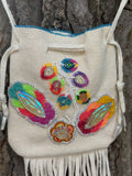 Phyllis Bearskin, Seneca/Cayuga & Chickasaw - Beaded, Brain-tanned Leather Bag with Fringe    (PB7)