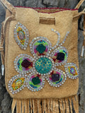 Phyllis Bearskin, Seneca/Cayuga & Chickasaw - Beaded, Smoked Brain-tanned Leather Bag with Fringe    (PB9)