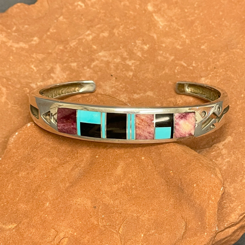 Ray Tracey, Navajo Channel Inlay Multi-Stone Bracelet  (RK104)