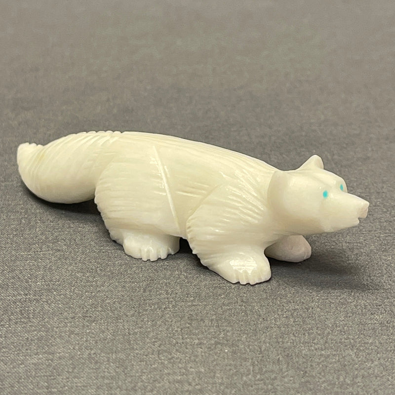 Zuni Fox Fetish Carved from White Marble (RK214)