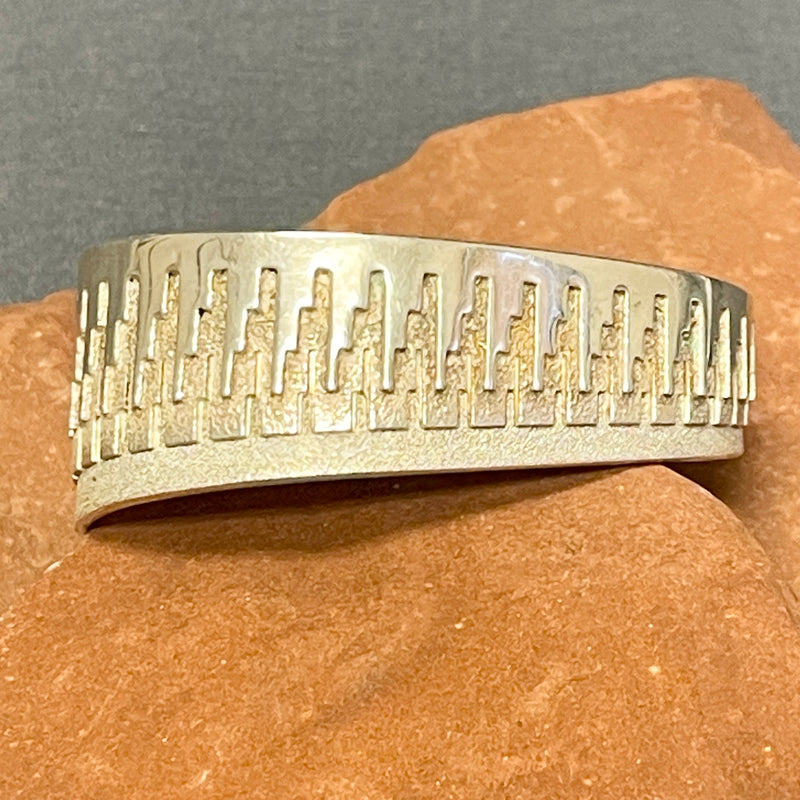 Raynard Scott Vintage Navajo Stamped Asymmetrical Sterling Silver Cuff - Ray Scott bracelet  (SS16)
