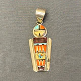 Raylan and Pattie Edaakie, Zuni Multi-Stone Mosaic Inlay Sunface Figure Pendant, authentic Native American   (SS45)