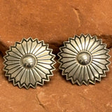 Authentic Navajo Sterling Silver Concho-style Post Earrings, vintage  (SS99)