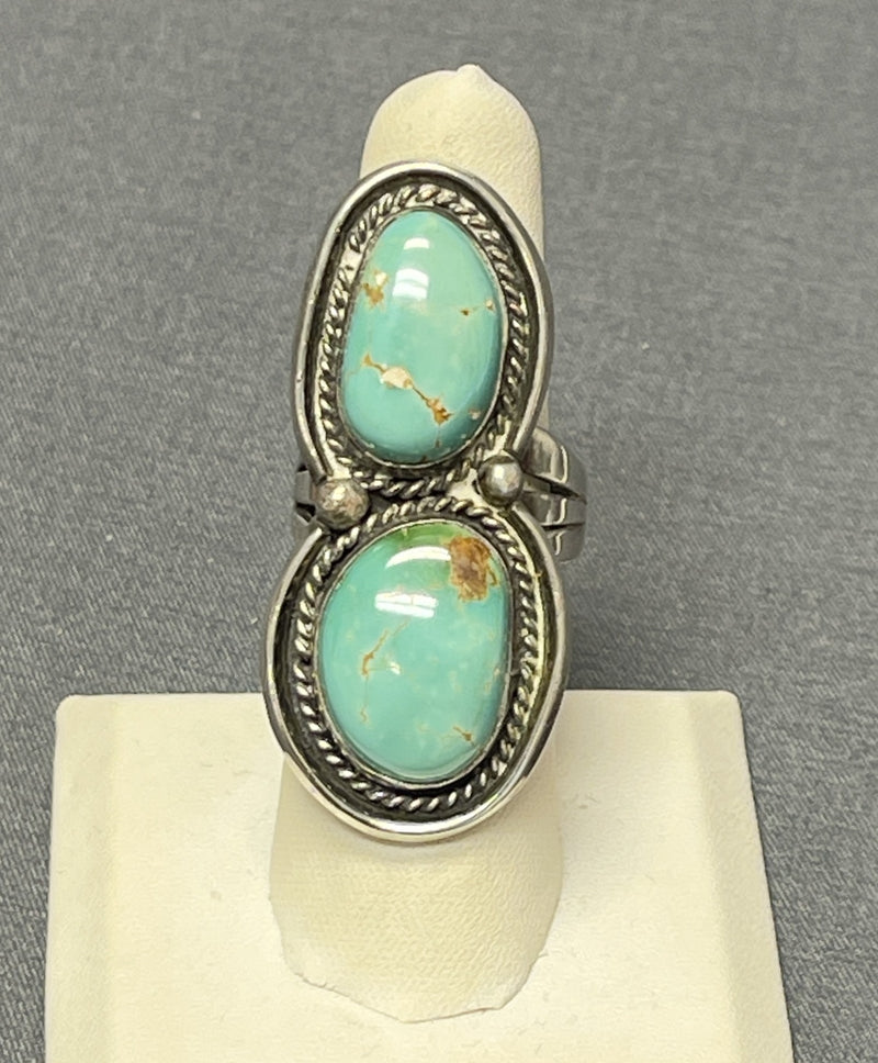 Vintage Navajo Sterling Silver and Turquoise Ring, Authentic Native American - size 6.5   (SV24)