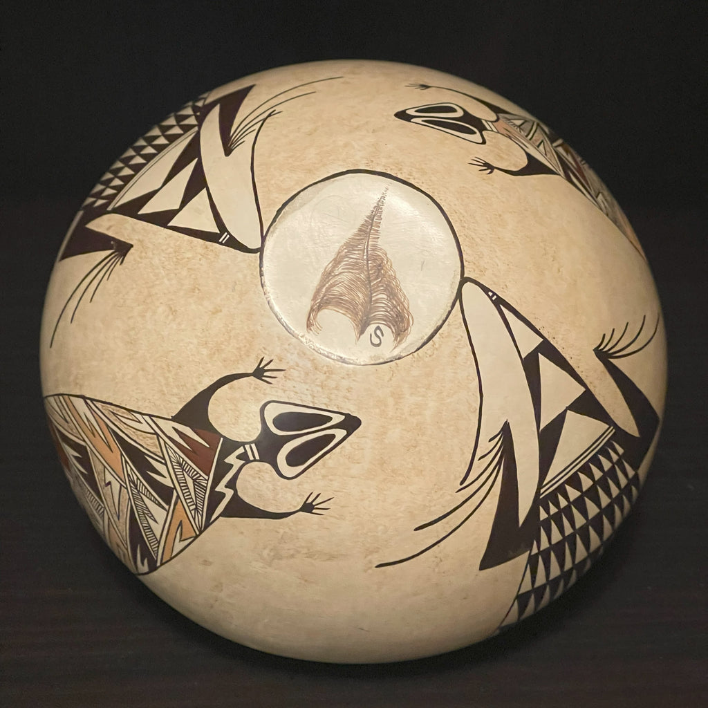 Native American Bowl with Lizard Design by Sylvia Naha, Hopi, Featherwoman (RS176)