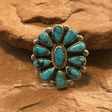 Vintage Navajo Sterling Silver and Turquoise Cluster Ring-size 7 (TD3)