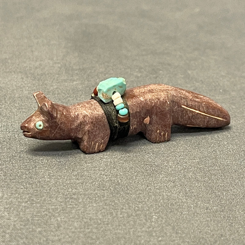 Zuni Pipestone Fox Fetish with Turquoise Gift Bundle   (VW168)