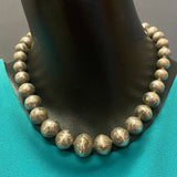 Navajo Sterling Silver Stamped Bead choker 17" long, authentic Native American-vintage (WH7)